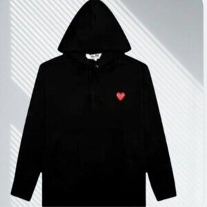 Comme des Garçons PLAY black with red heart patch pullover hoodie XXL